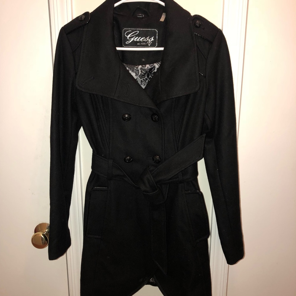 Women’s black long Pea coat size XS